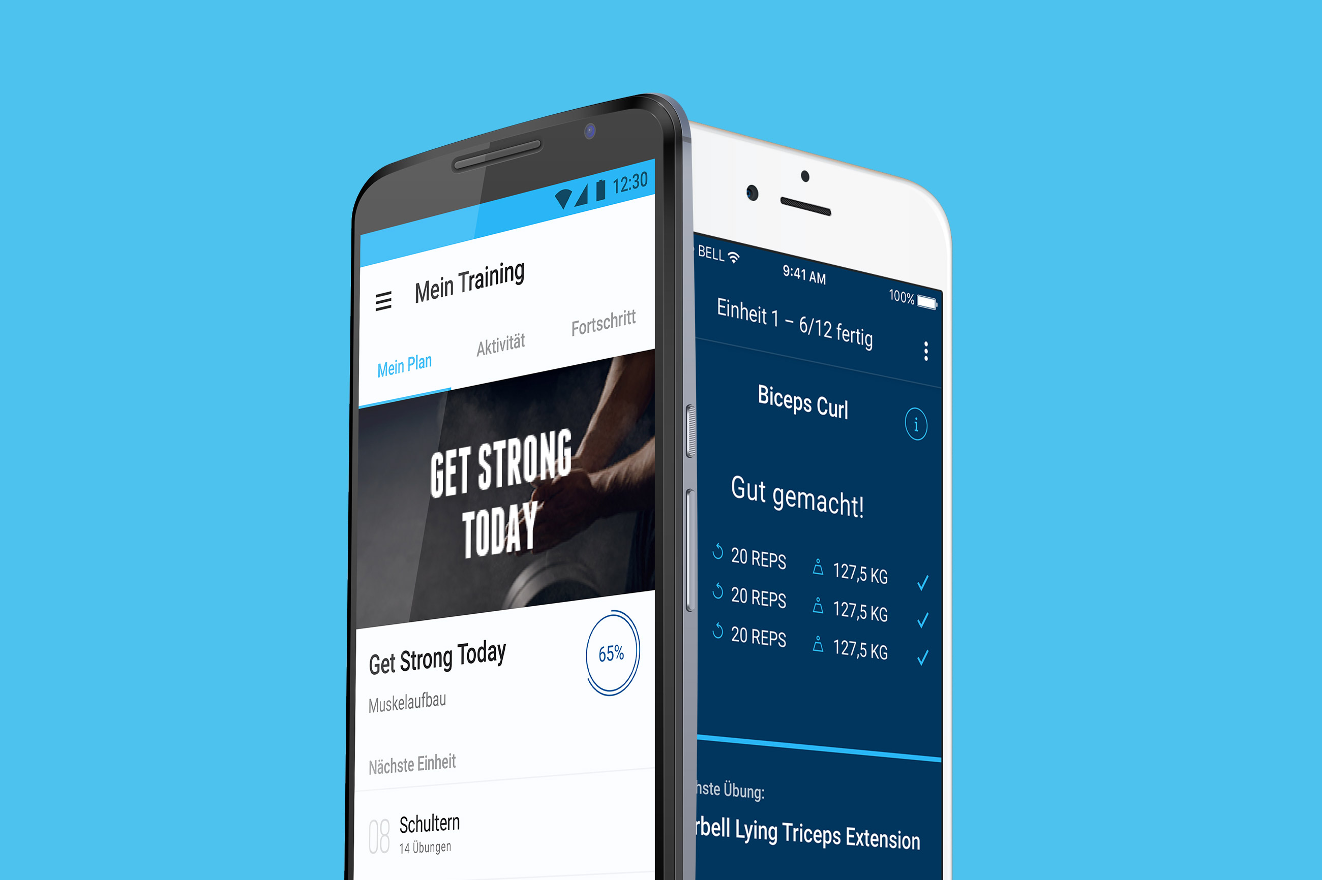 two fittrack app screens in smartphones