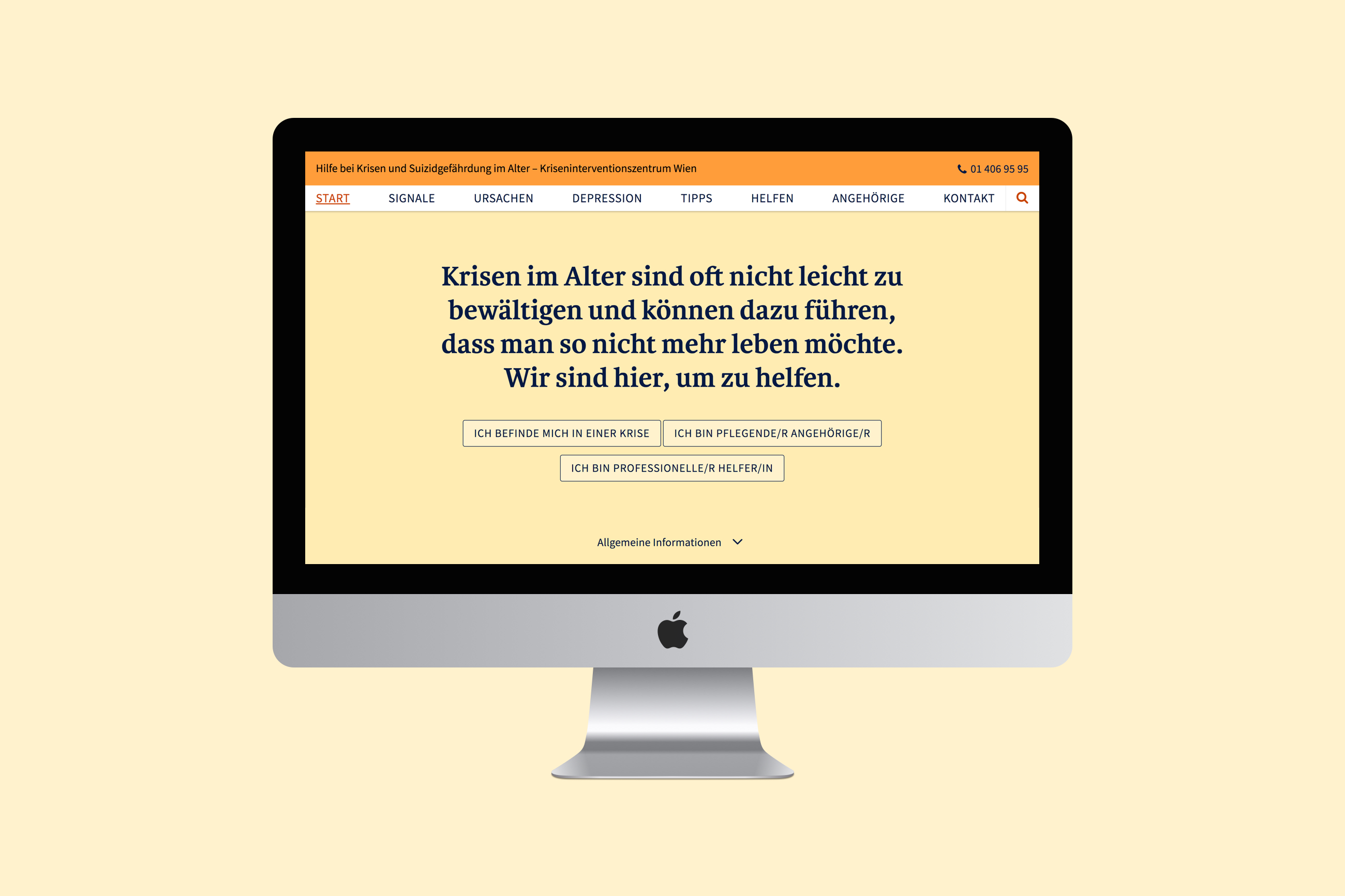 start page of the website