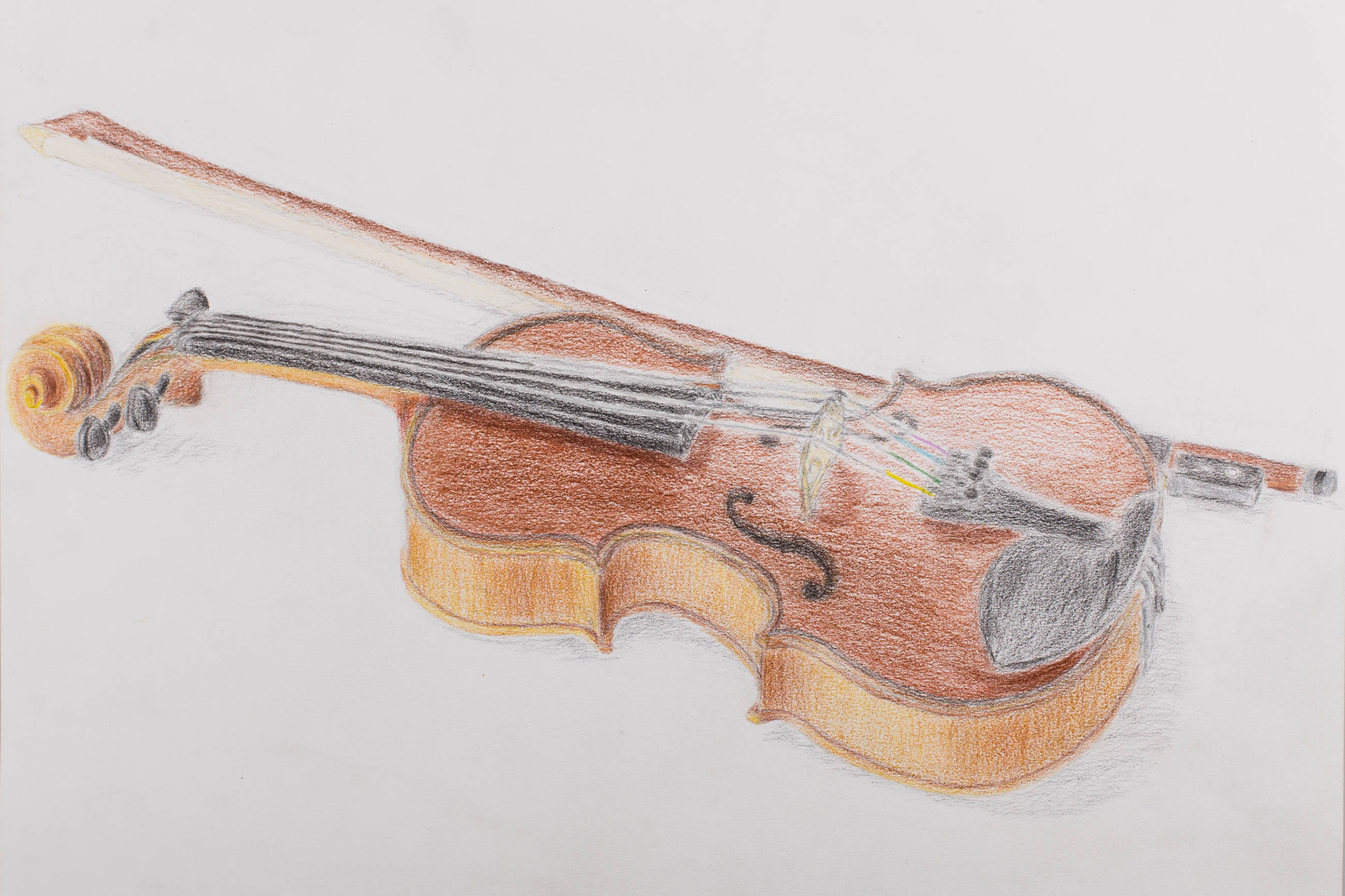 photorealistic drawing of a violin